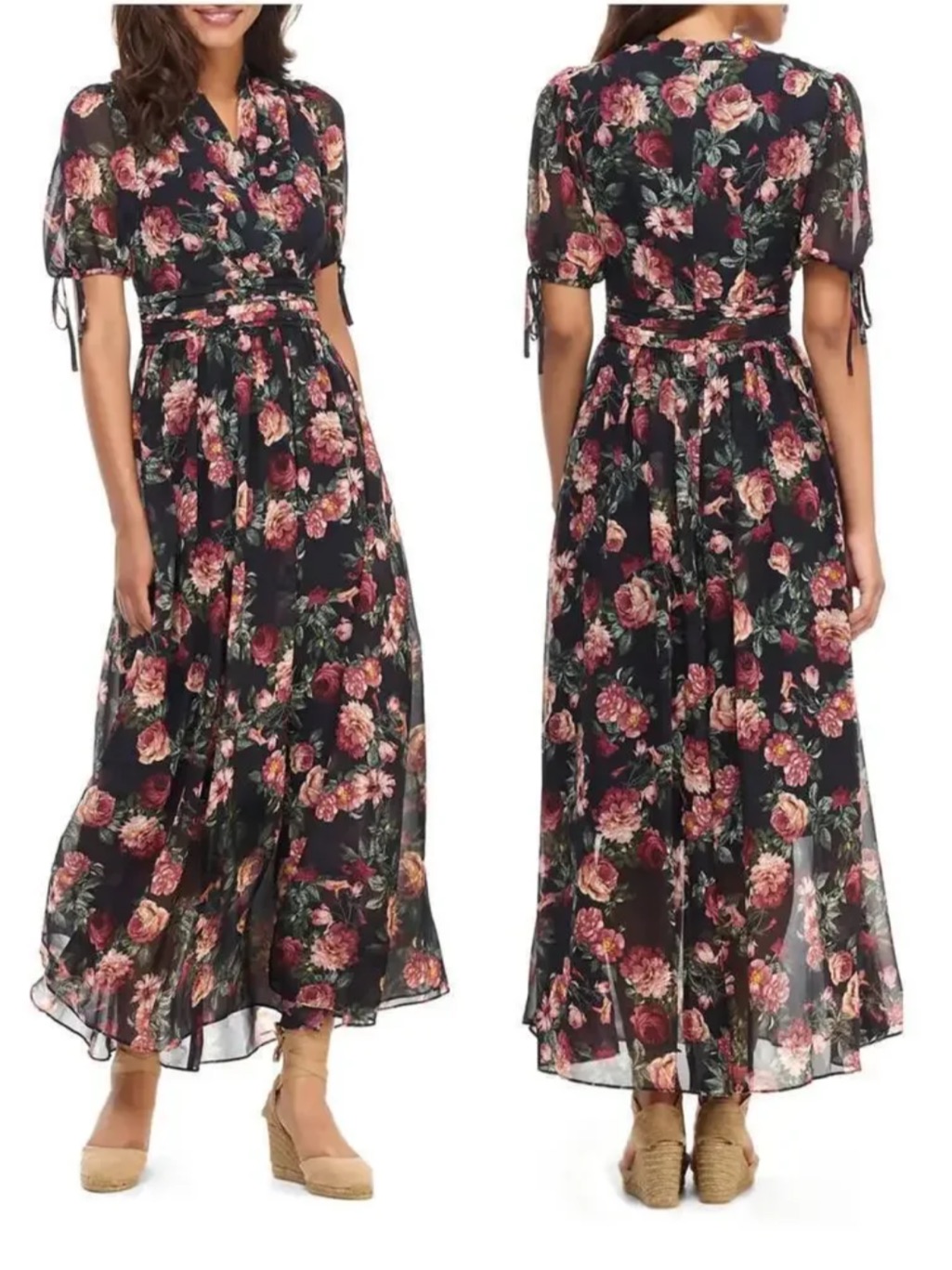 Gal Meets Glam Collection Ashlynn Floral Maxi Short Sleeve Dress Wedding Size 12